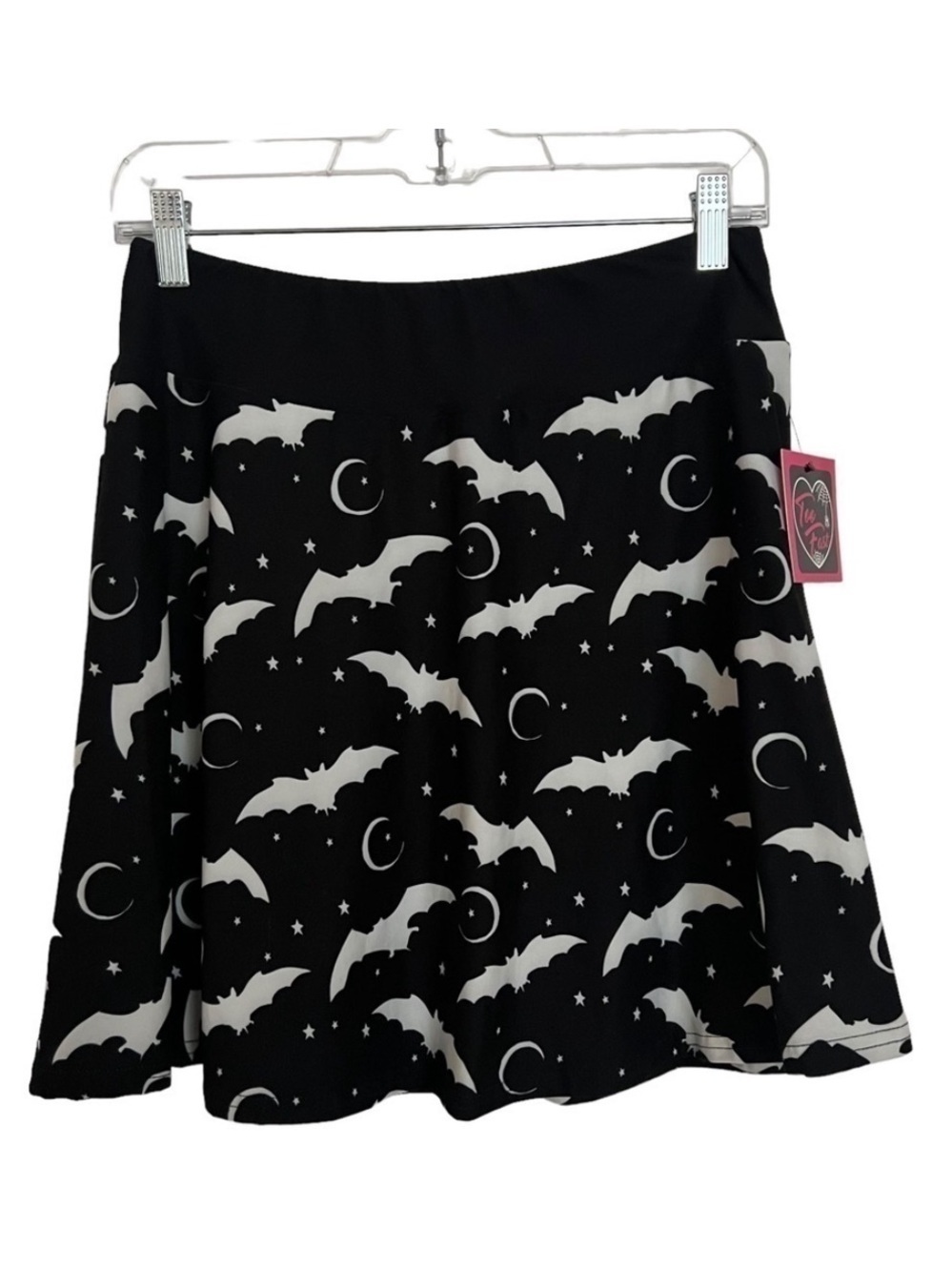 Too Fast Black Starry Moon Bats Mini Skater Skirt NWT Medium